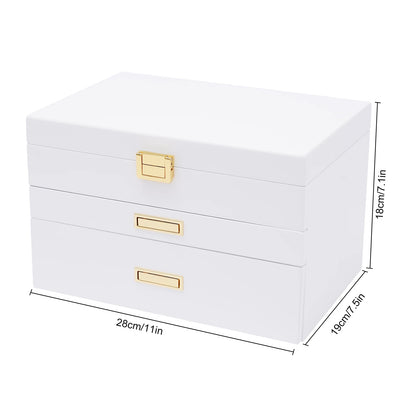 Black Walnut /Brown / White Wood Organizer Jewelry and Watch Display Case Storage Box Convenient