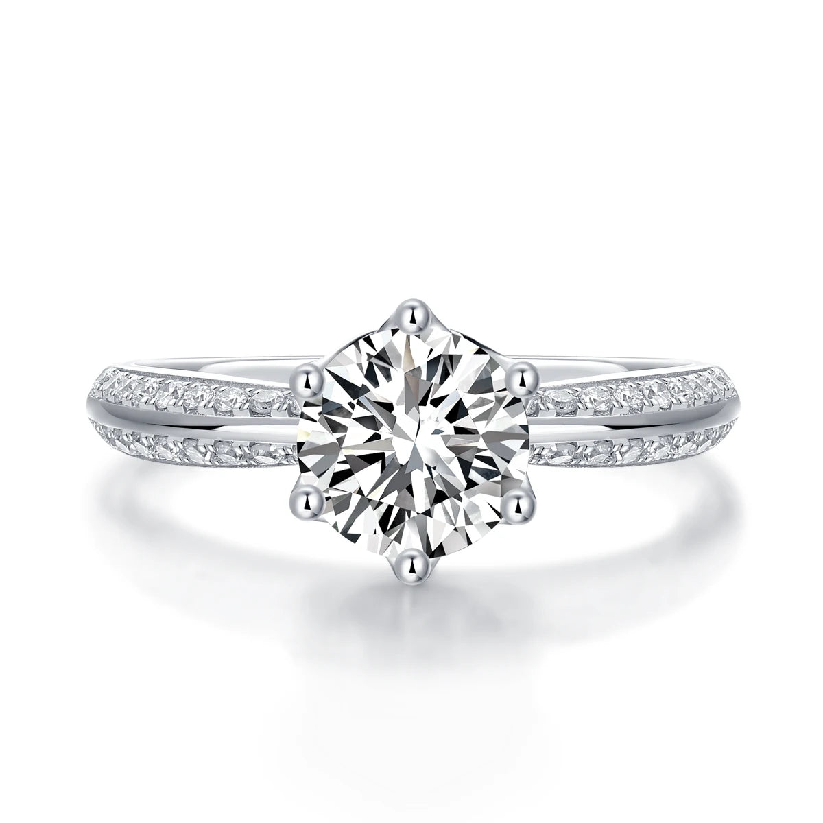 1pc 1ct 2ct 3ct Moissanite Ring 925 Sterling Silver 18K Gold Plated Elegant Gift Jewelry for Women Comes with GRA Certificate