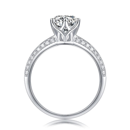 1pc 1ct 2ct 3ct Moissanite Ring 925 Sterling Silver 18K Gold Plated Elegant Gift Jewelry for Women Comes with GRA Certificate