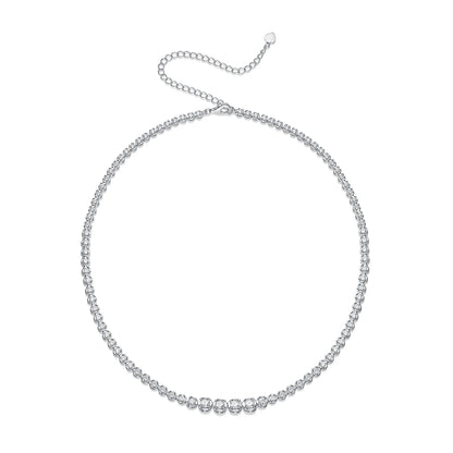 JIUZUAN 925 silver moissanite necklace 4mm casual fashion light luxury women's senior gift with certificate authentication